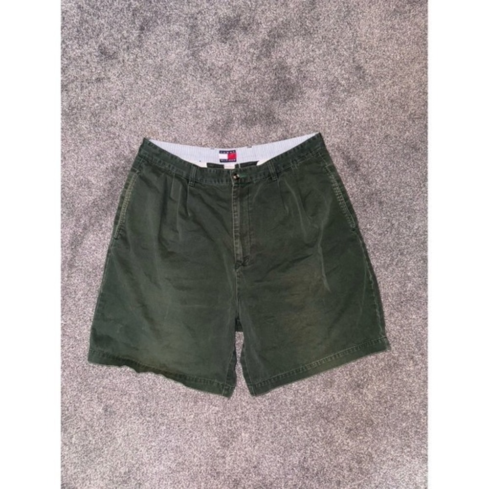 Tommy Hilfiger VTG Men's Green Pleated Chino‎ Shorts 100% cotton